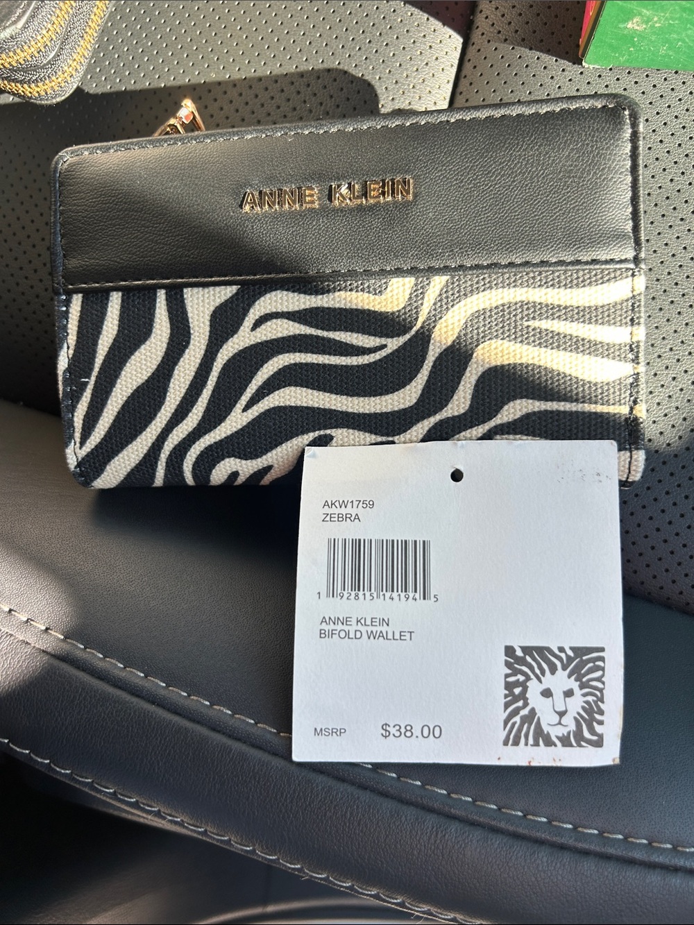 Anne Klein Black and White Zebra Print Bifold Wallet